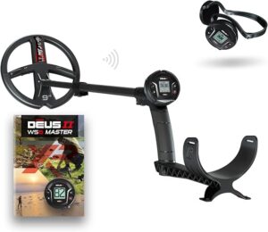 XP Deus II metal detector bundle with nine-inch round coil, arm cuff and wireless headphones