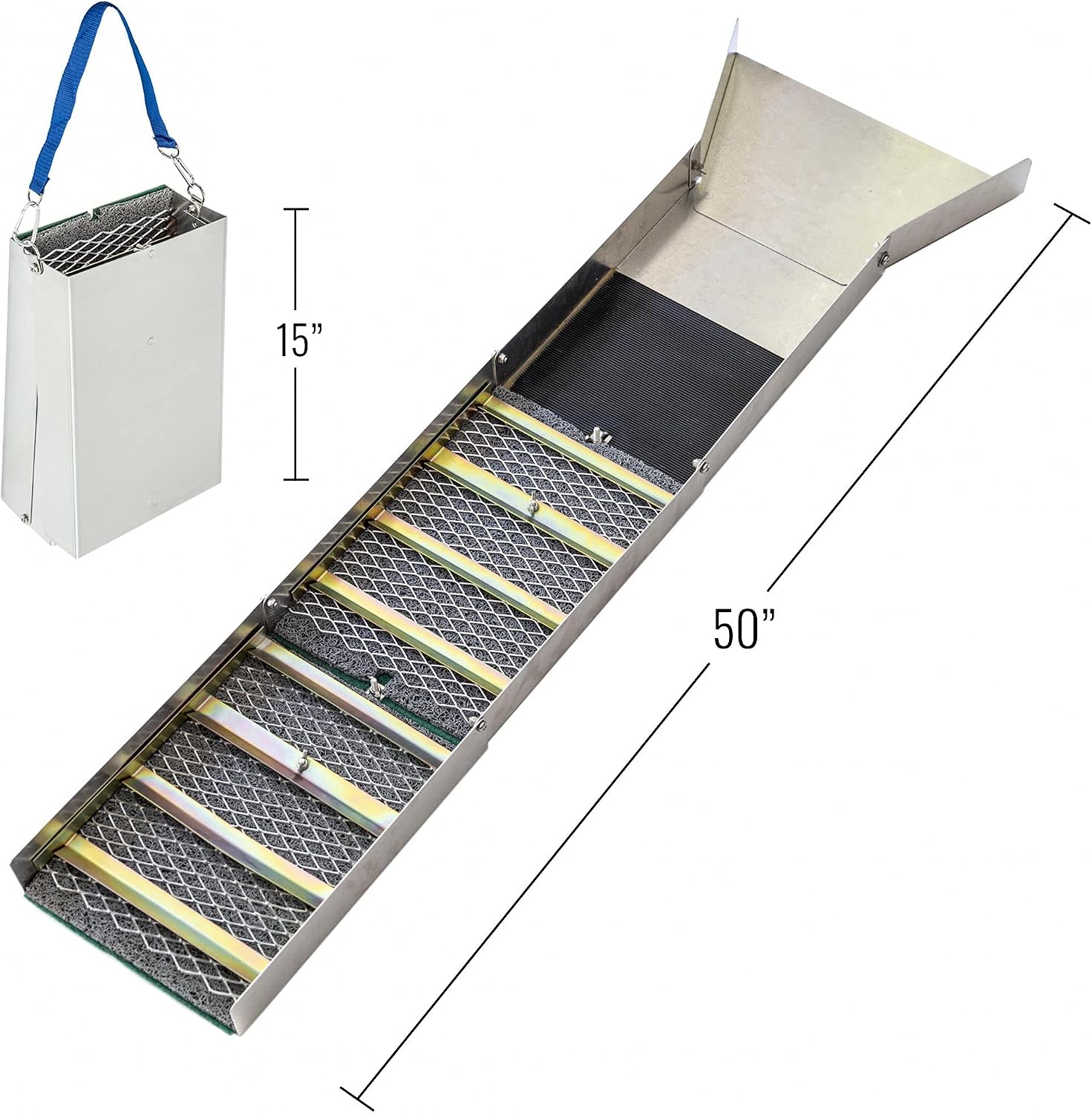 ASR Outdoor 50-inch folding sluice box — product photograph