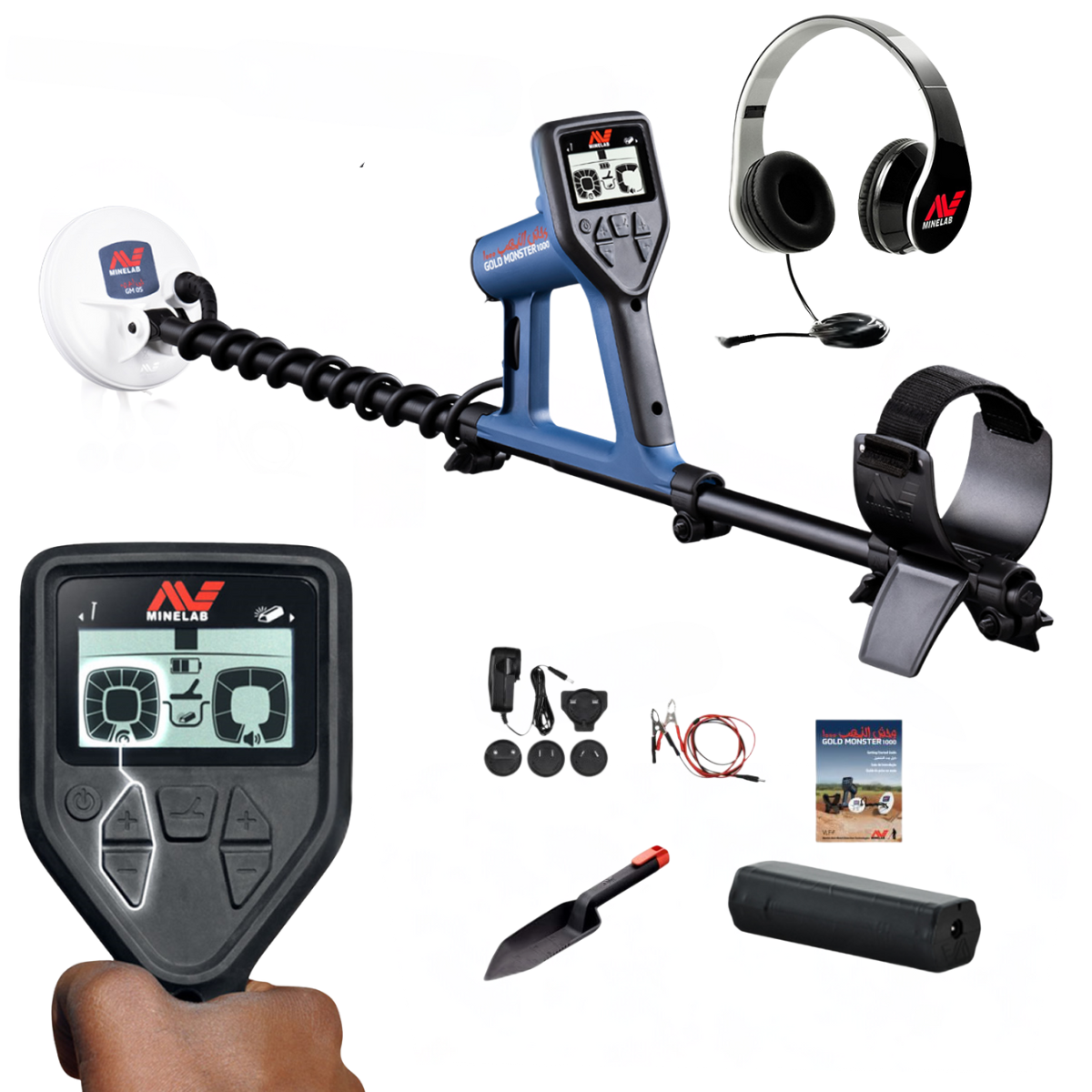 Minelab Gold Monster 1000 detector with 5-inch coil — product photograph