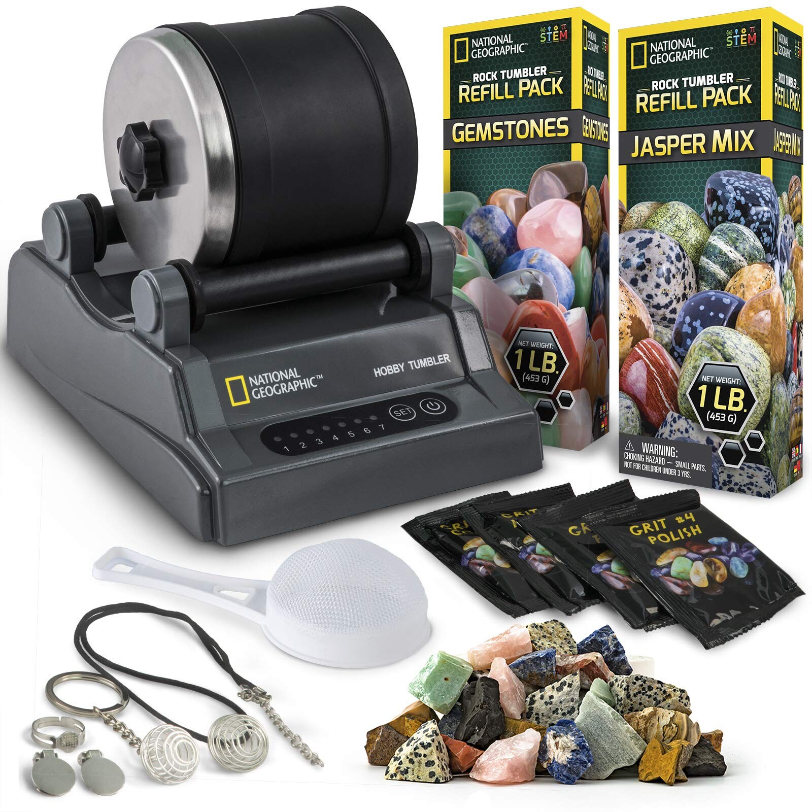 National Geographic Hobby Rock Tumbler Bundle exact-model product photograph