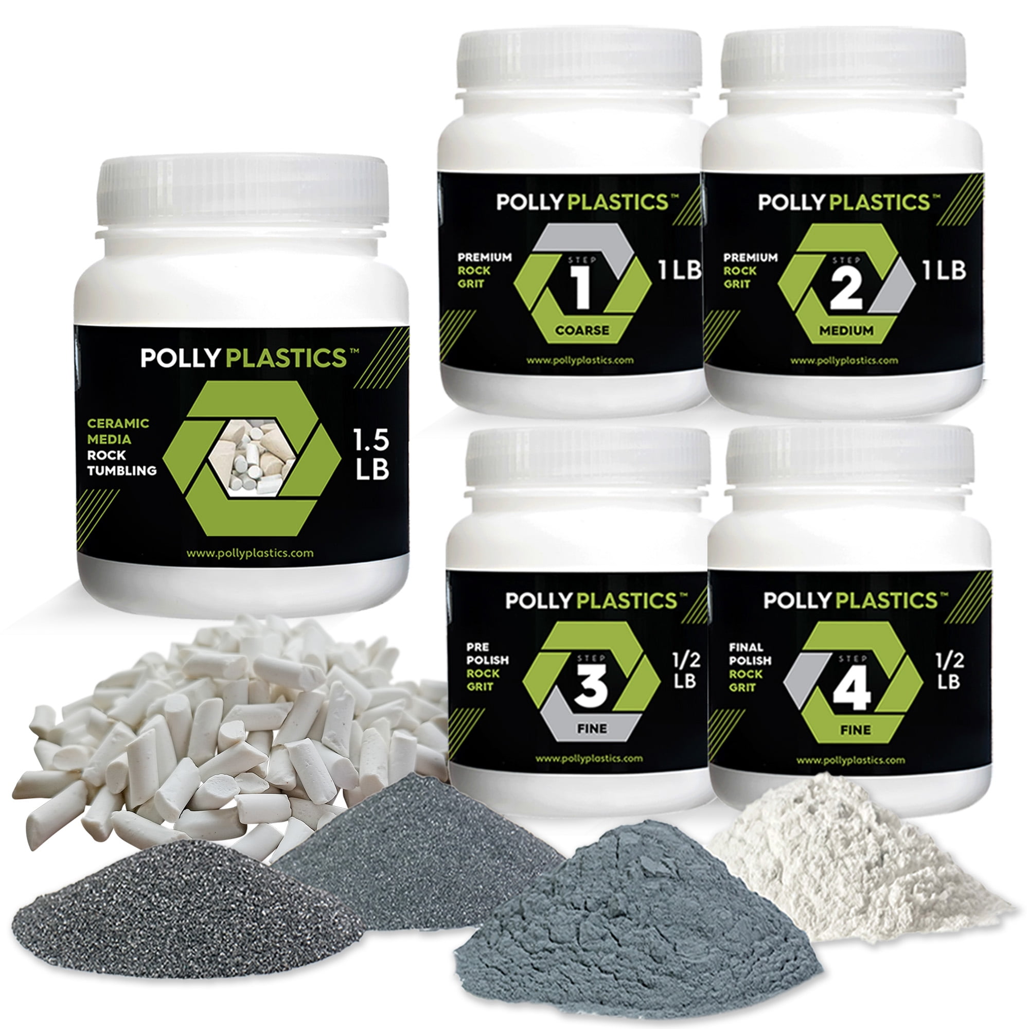 Polly Plastics Rock Tumbler Grit + Ceramic Filler Media Kit product photo