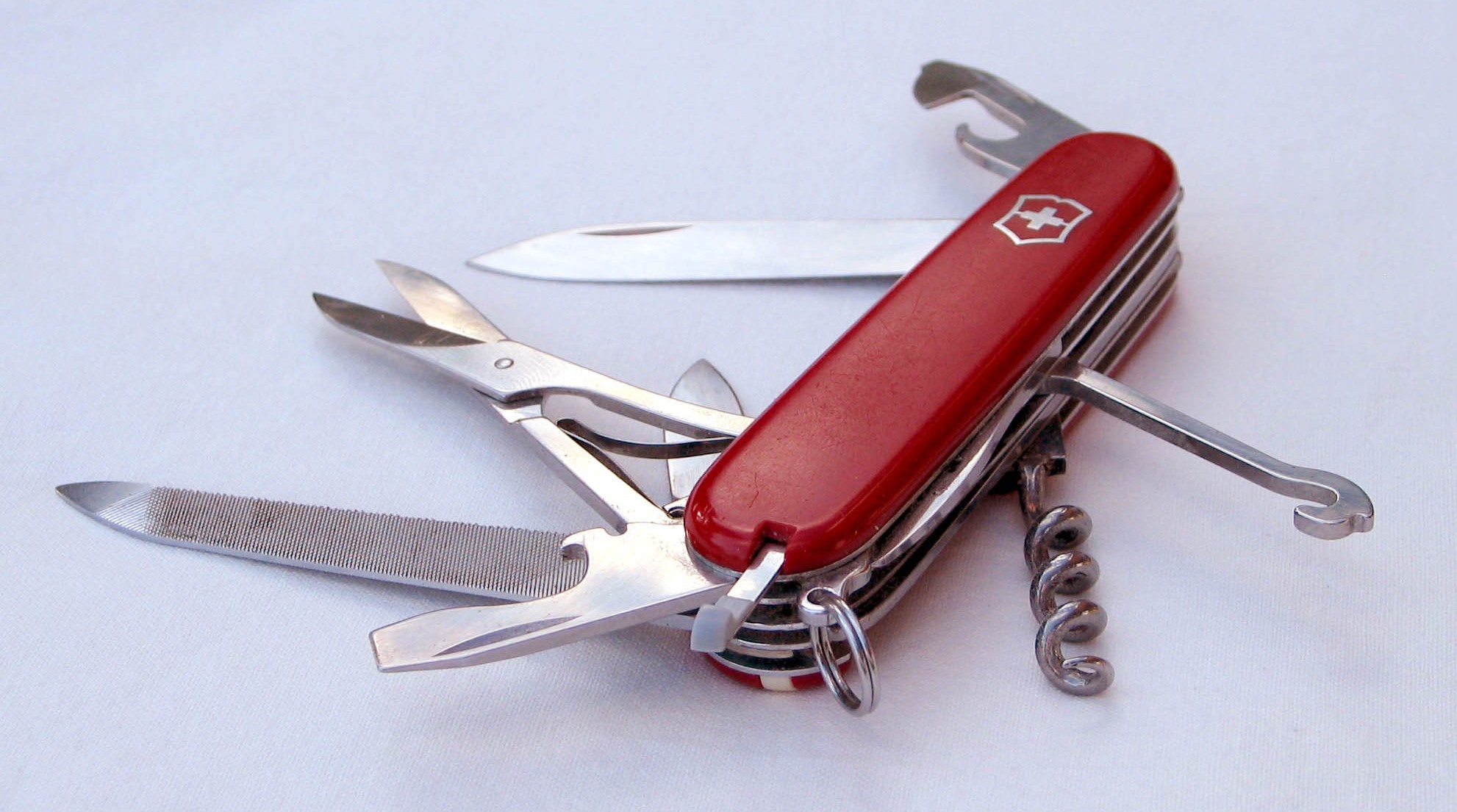 Victorinox Mountaineer red Swiss Army knife with scissors and metal file opened