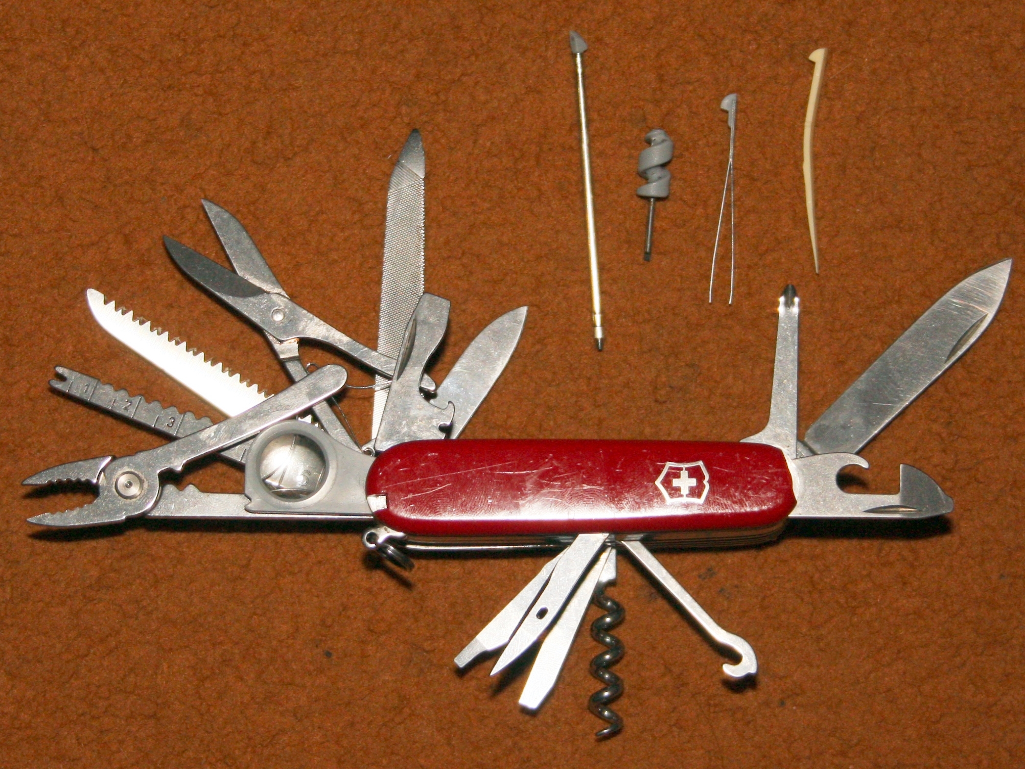 Victorinox Swiss Champ red 33-function pocket multitool with tools opened
