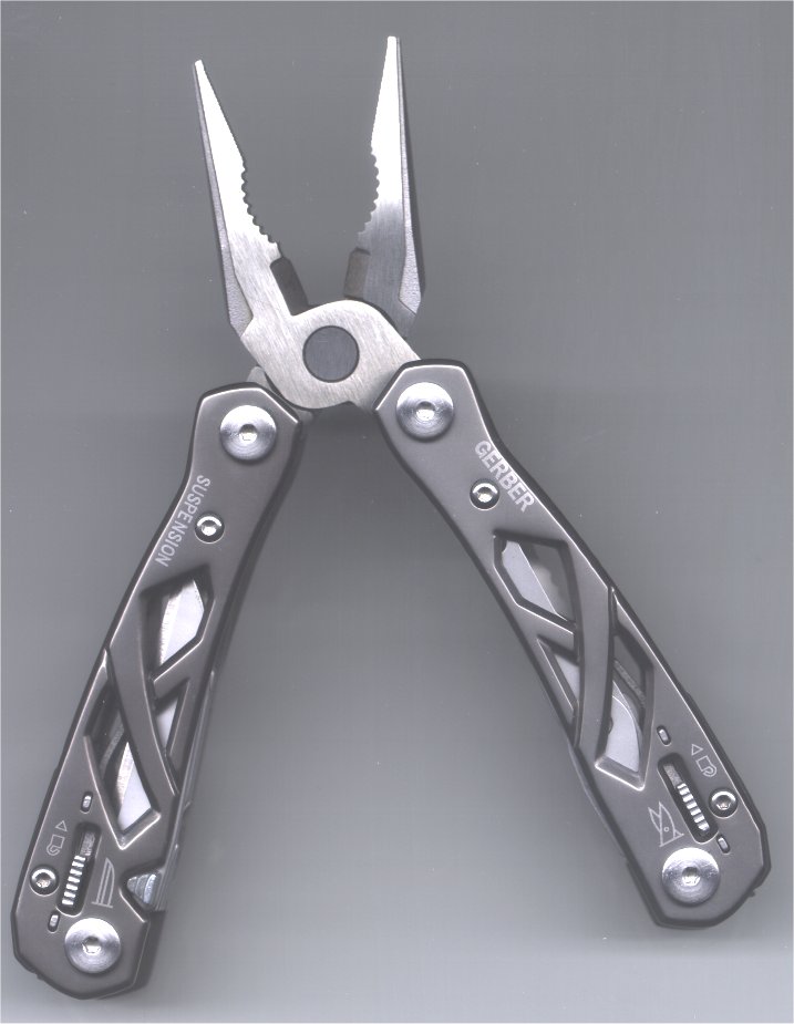 Gerber Suspension original 22-41471 multitool with spring-loaded pliers open
